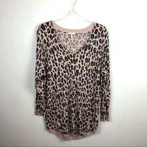 Joie Leopard Chyanna Sweater Relaxed Fit V-Neck XS